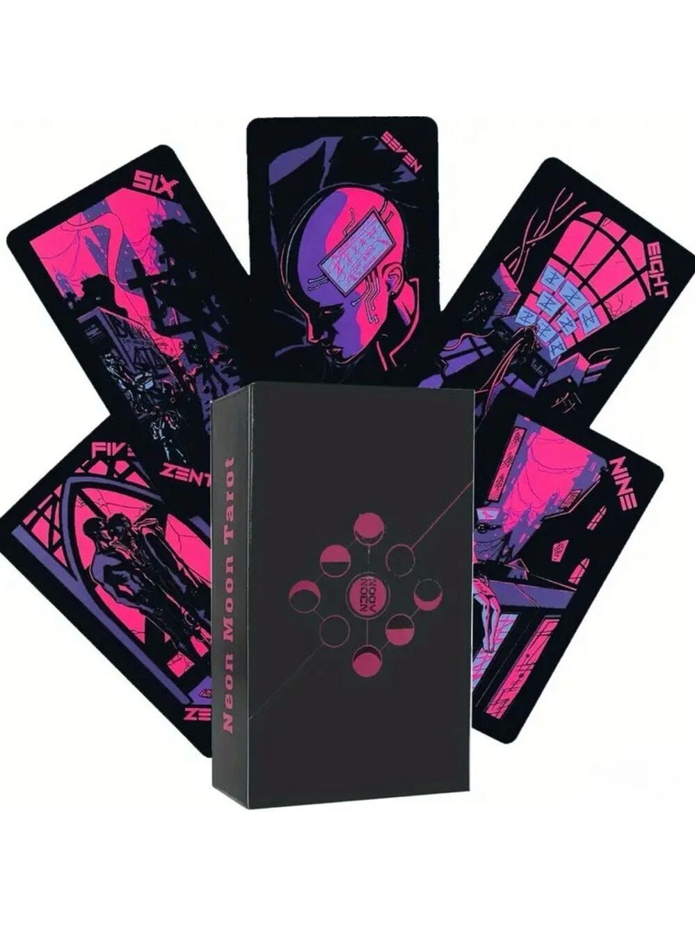 Neon Moon Tarot Deck: Dark Aesthetic & Futuristic Cyberpunk Readings